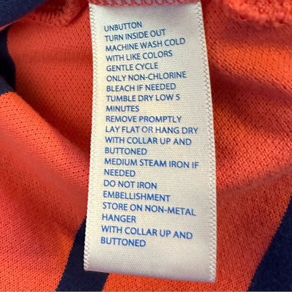 Southern Tide Skip Jack Orange and Navy Striped Short Sleeve Polo Size Large - Picture 6 of 8